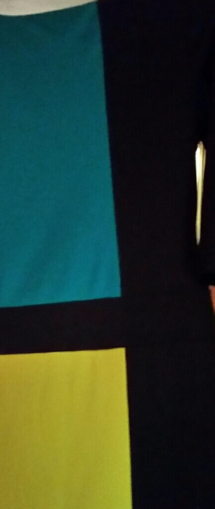 Black, lime, and aqua colored block dress